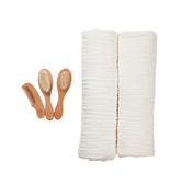 Hairbrush Set + Bath Towels 2pcs- White